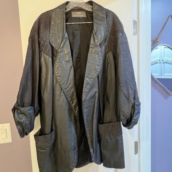 Vintage 80's Oversized Gothic Funky Leather jacket - Picture 1 of 6